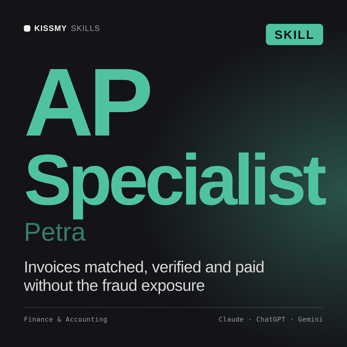AP Specialist, Petra AI skill by KissMySkills, cover