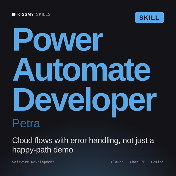 Power Automate Developer, Petra AI skill by KissMySkills, cover