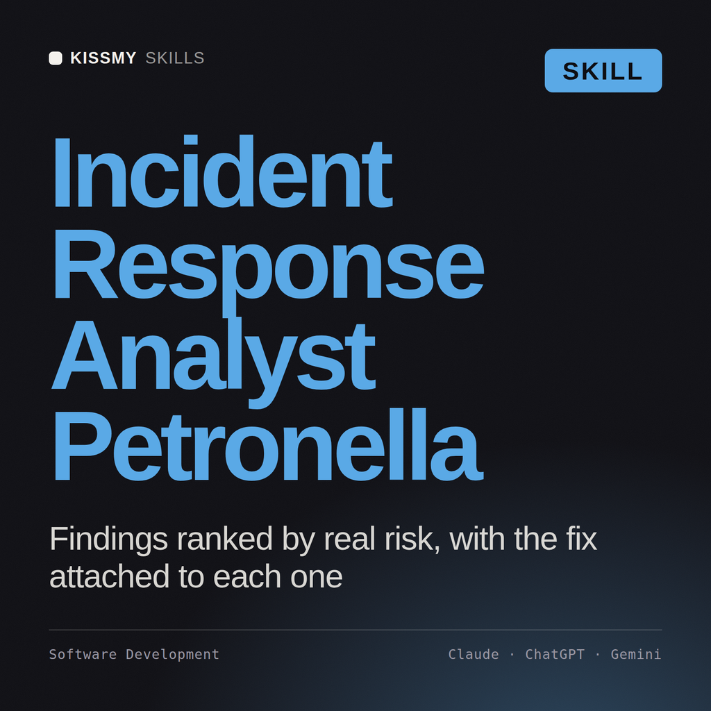 Incident Response Analyst, Petronella AI skill by KissMySkills, cover