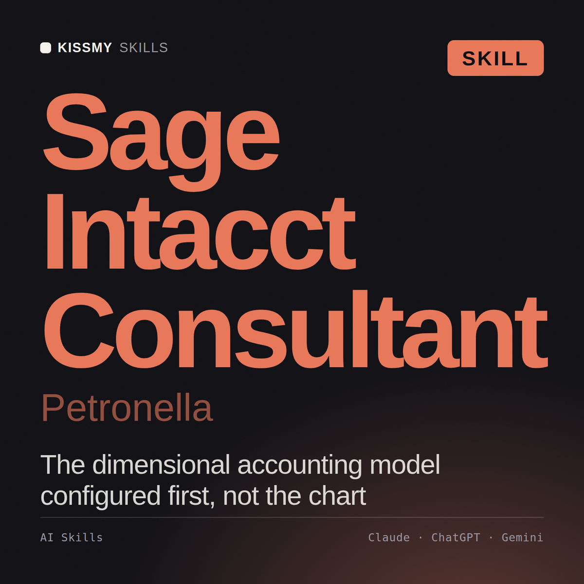 Sage Intacct Consultant, Petronella AI skill by KissMySkills, cover