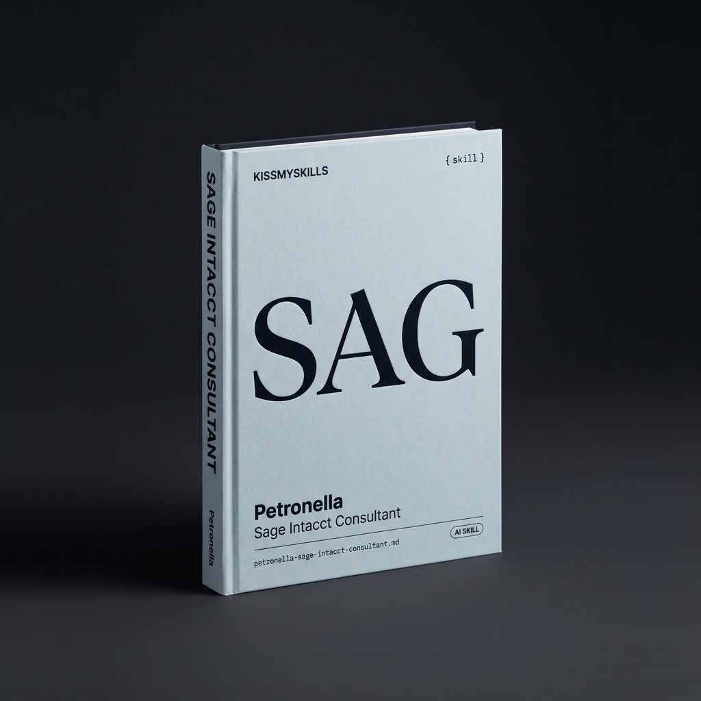 Sage Intacct Consultant Claude skill by KissMySkills, hardcover volume cover