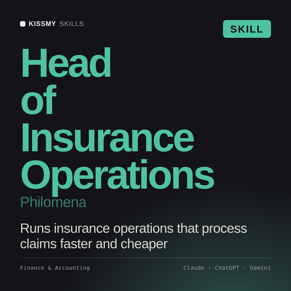 Head of Insurance Operations, Philomena AI skill by KissMySkills, cover