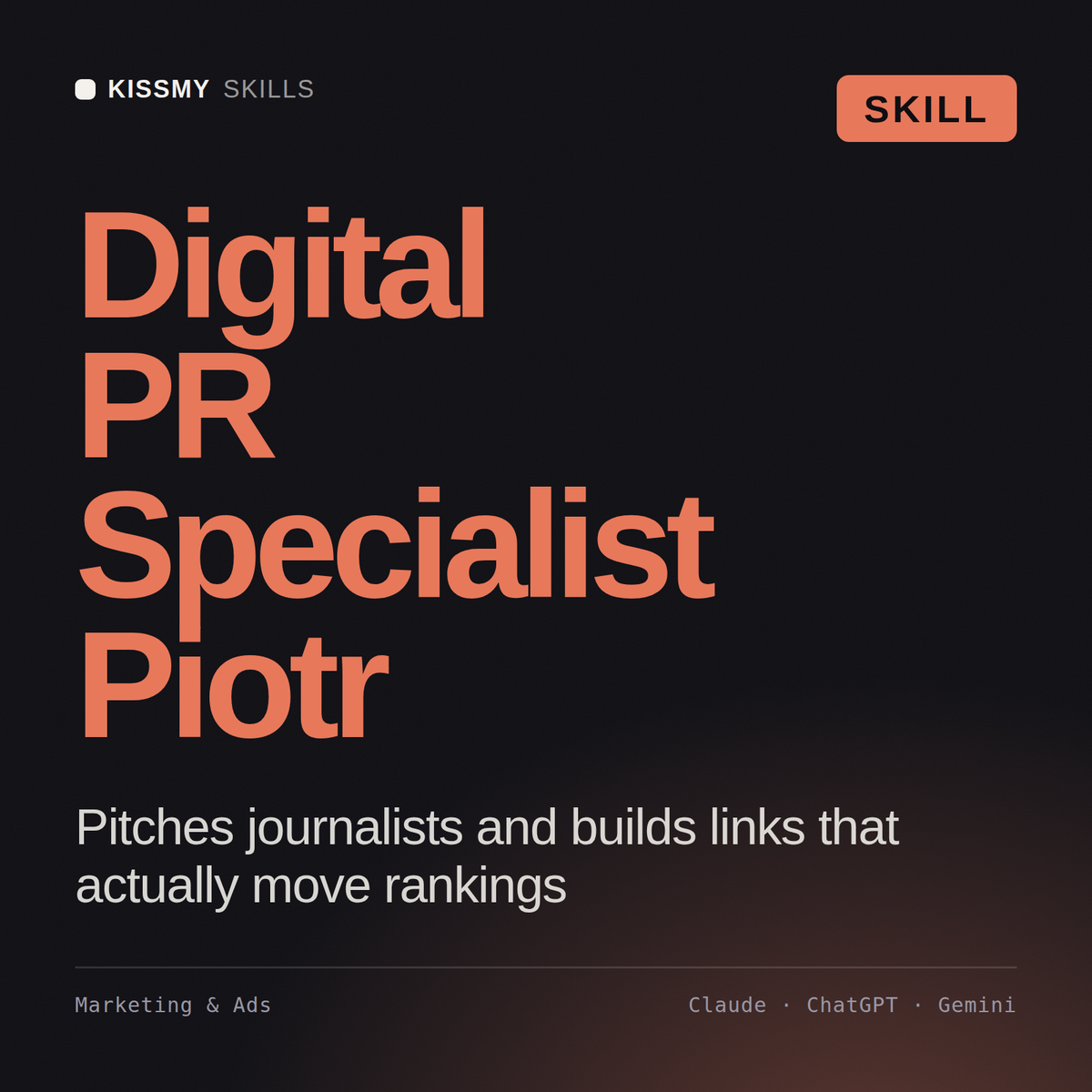 Digital PR Specialist, Piotr AI skill by KissMySkills, cover