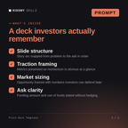 What's inside the Pitch Deck Template AI prompt: Slide structure, Traction framing, Market sizing, Ask clarity
