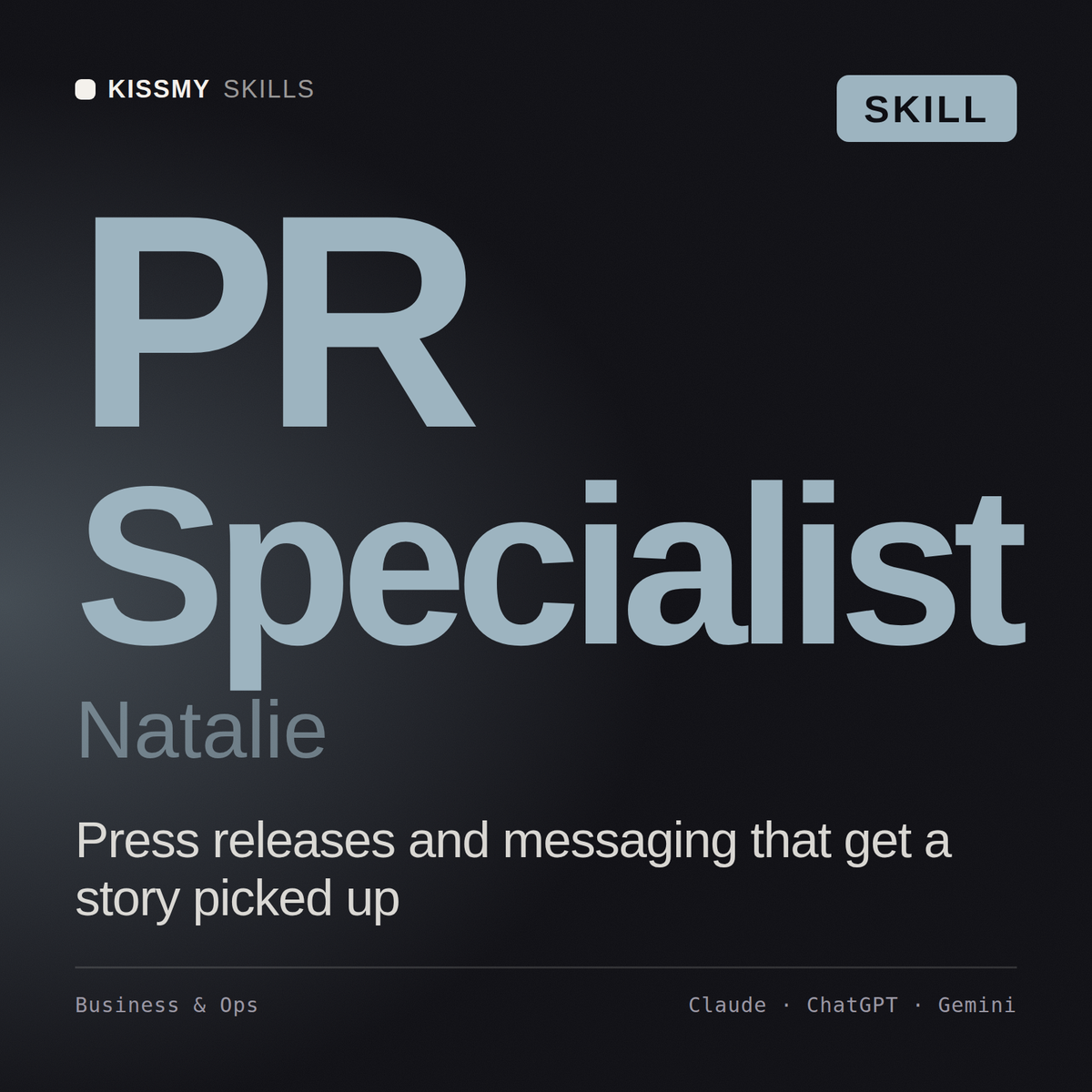 PR Specialist, Natalie AI skill by KissMySkills, cover