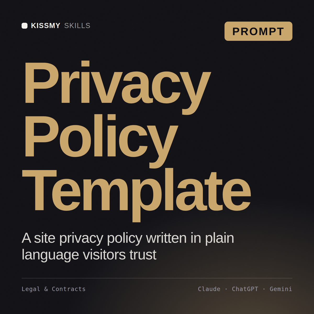 Privacy Policy Template AI prompt by KissMySkills, cover