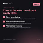 What's inside the Class Coordinator, Priya AI skill: Class scheduling, Instructor coordination, Attendance tracking