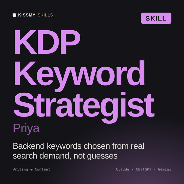 KDP Keyword Strategist, Priya AI skill by KissMySkills, cover