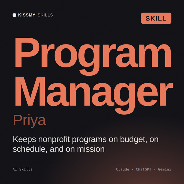Program Manager, Priya AI skill by KissMySkills, cover