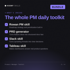 What's inside the Product Manager Toolkit AI bundle: Rowan PM skill, PRD generator, Slack skill, Tableau skill