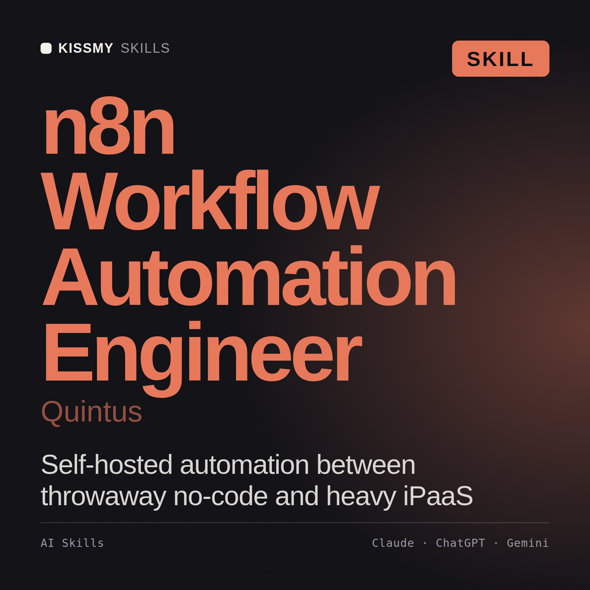 n8n Workflow Automation Engineer, Quintus AI skill by KissMySkills, cover