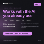The Content Strategist, Rachel AI skill works with Claude, ChatGPT, Gemini and any AI chat, 30-day money-back guarantee