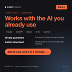 The Raffaella - Reddit Marketing Strategist AI skill works with Claude, ChatGPT, Gemini and any AI chat, 30-day money-back guarantee