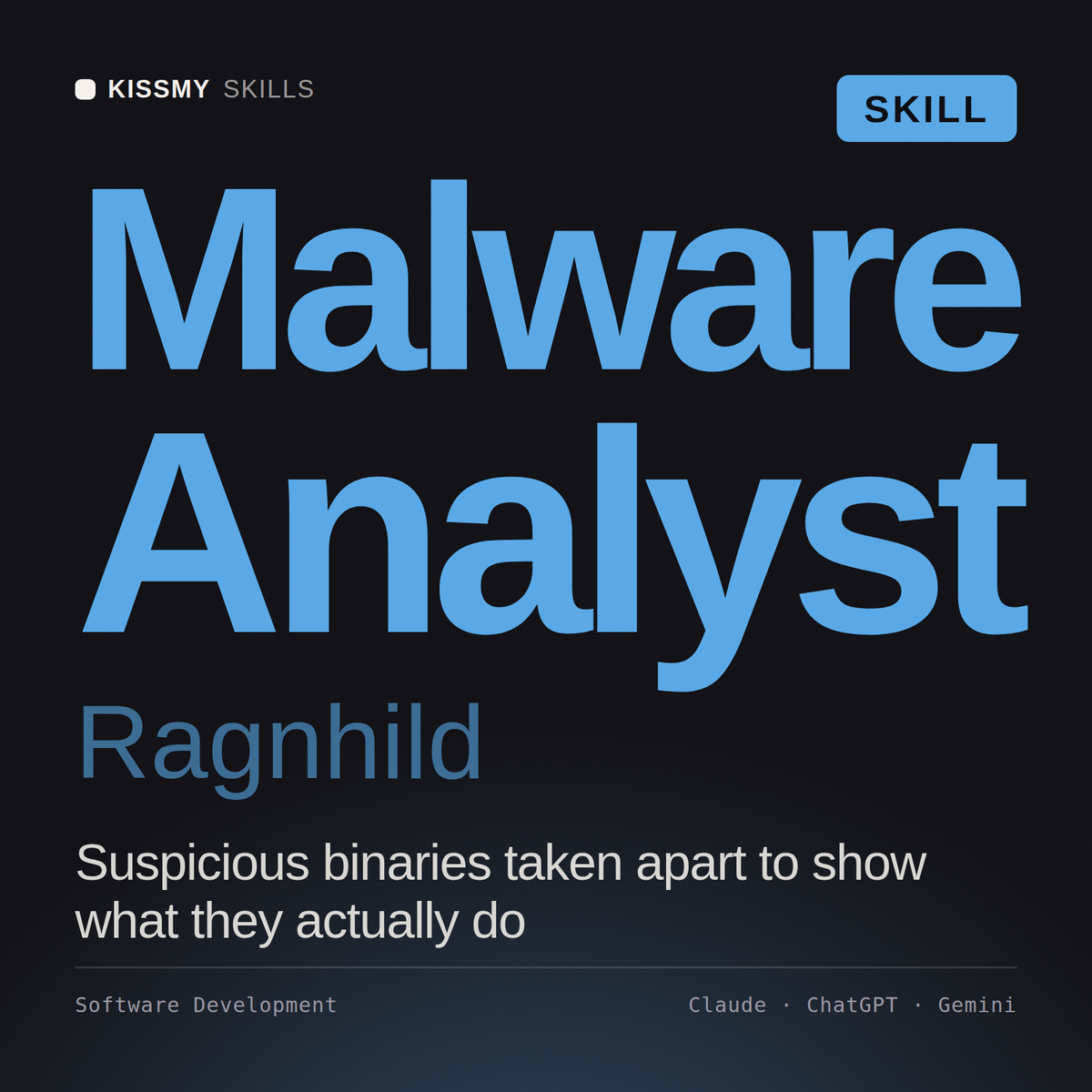 Malware Analyst, Ragnhild AI skill by KissMySkills, cover