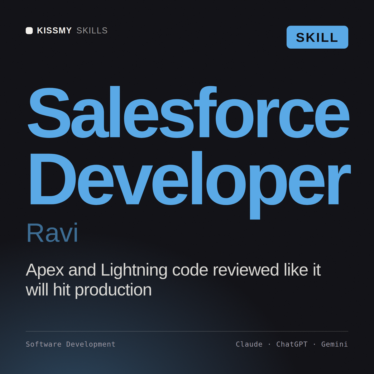 Salesforce Developer, Ravi AI skill by KissMySkills, cover