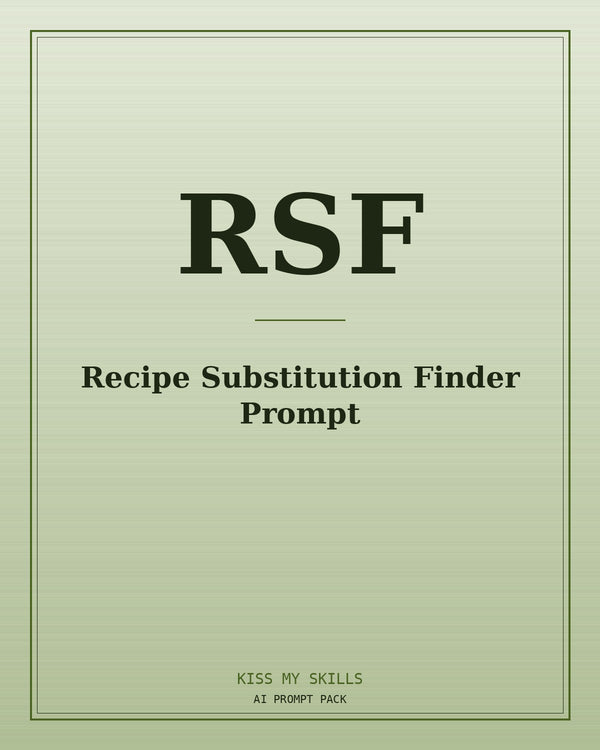 Recipe Substitution Finder prompt for Claude by KissMySkills, brushed cover