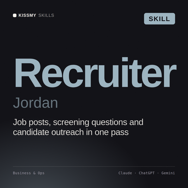 Recruiter, Jordan AI skill by KissMySkills, cover