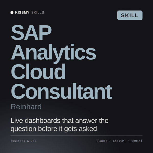 SAP Analytics Cloud Consultant, Reinhard AI skill by KissMySkills, cover