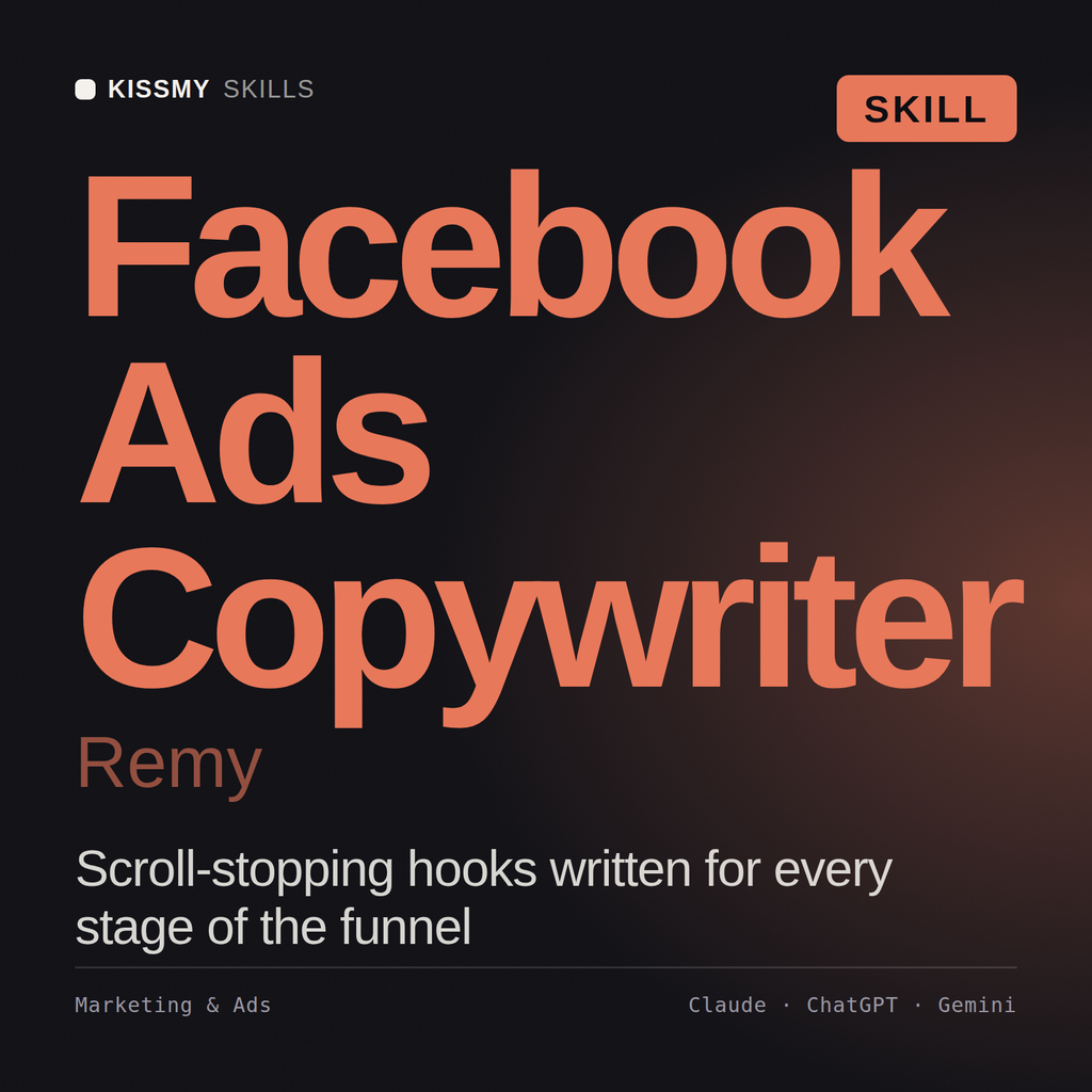 Facebook Ads Copywriter, Remy AI skill by KissMySkills, cover