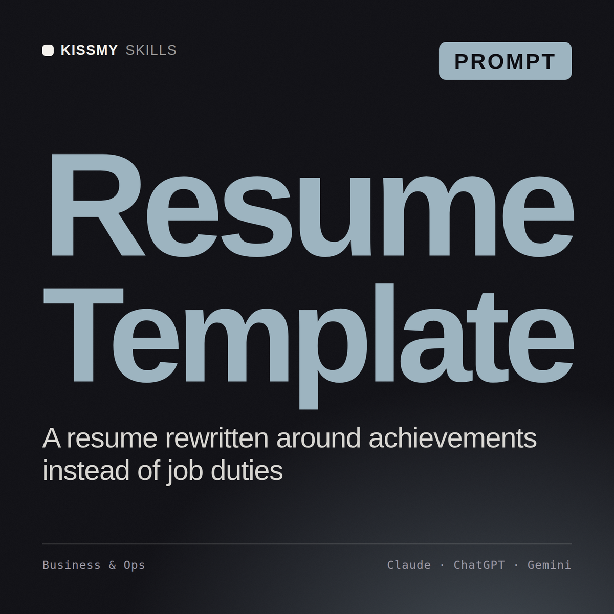 Resume Template AI prompt by KissMySkills, cover