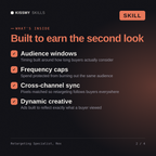 What's inside the Retargeting Specialist, Rex AI skill: Audience windows, Frequency caps, Cross-channel sync, Dynamic creative