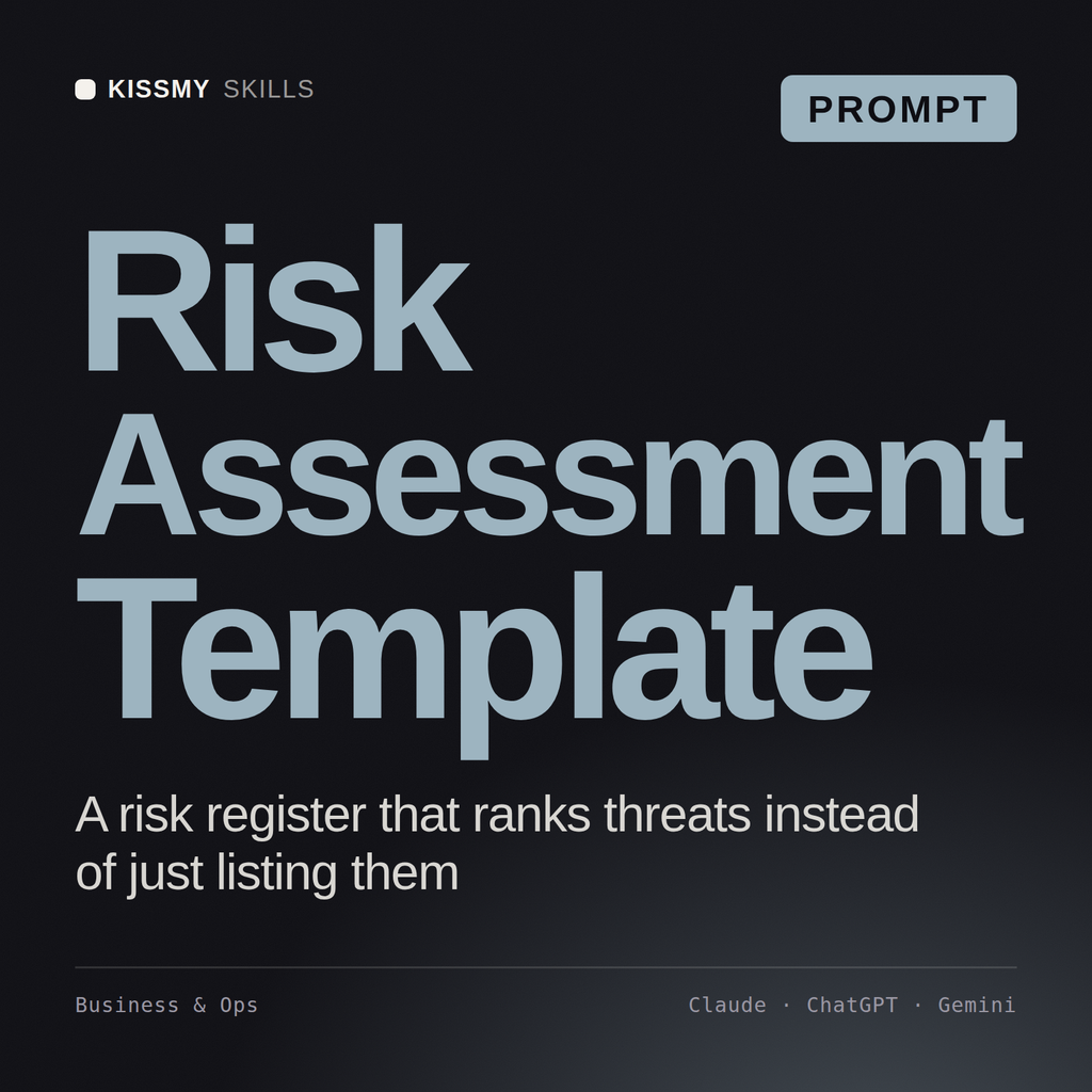 Risk Assessment Template AI prompt by KissMySkills, cover