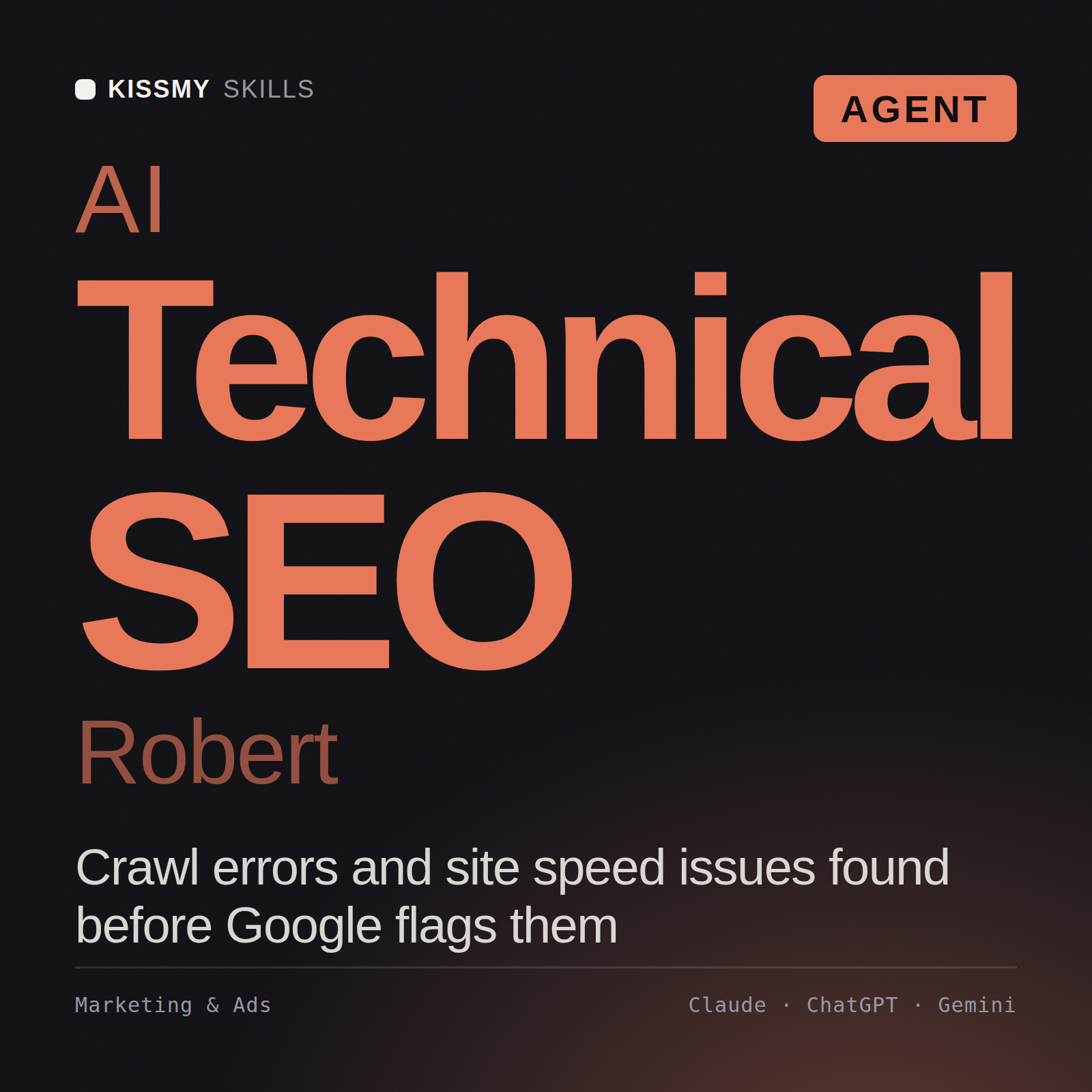 AI Technical SEO, Robert AI agent by KissMySkills, cover