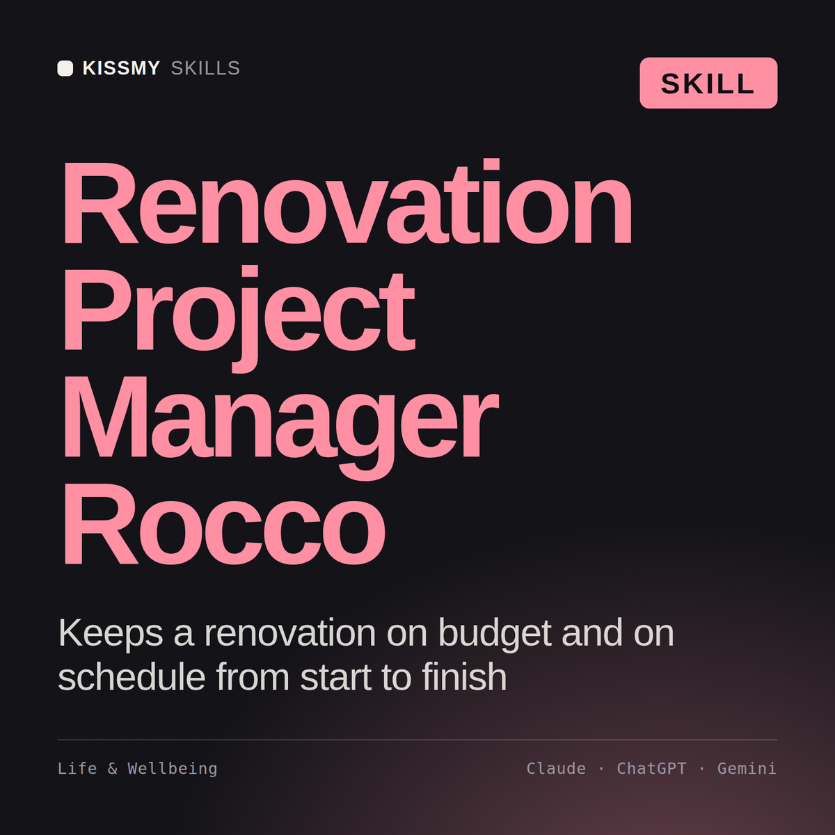 Renovation Project Manager, Rocco AI skill by KissMySkills, cover