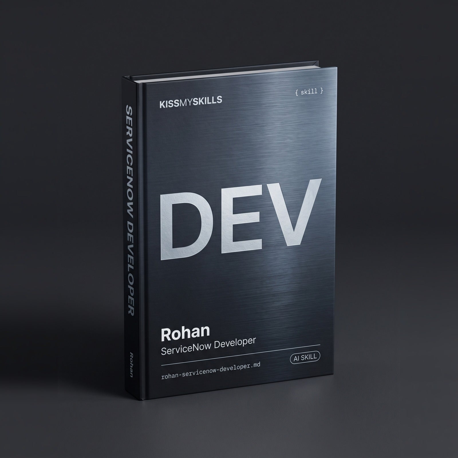 ServiceNow Developer Claude skill by KissMySkills, hardcover volume cover