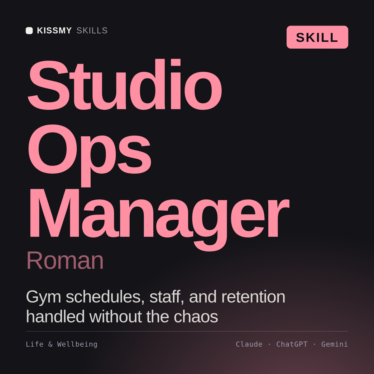Studio Ops Manager, Roman AI skill by KissMySkills, cover