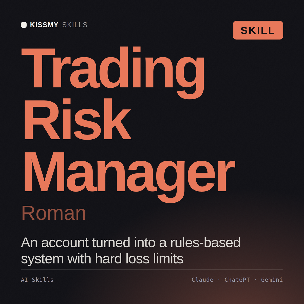 Trading Risk Manager, Roman AI skill by KissMySkills, cover