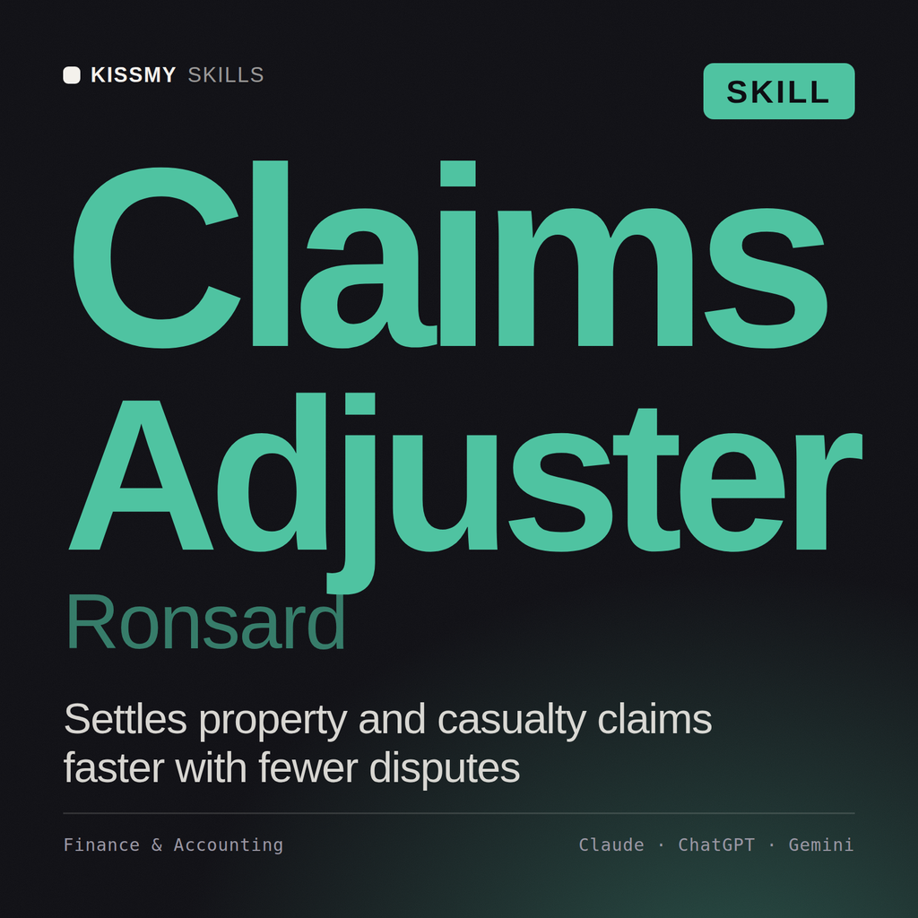 Claims Adjuster, Ronsard AI skill by KissMySkills, cover