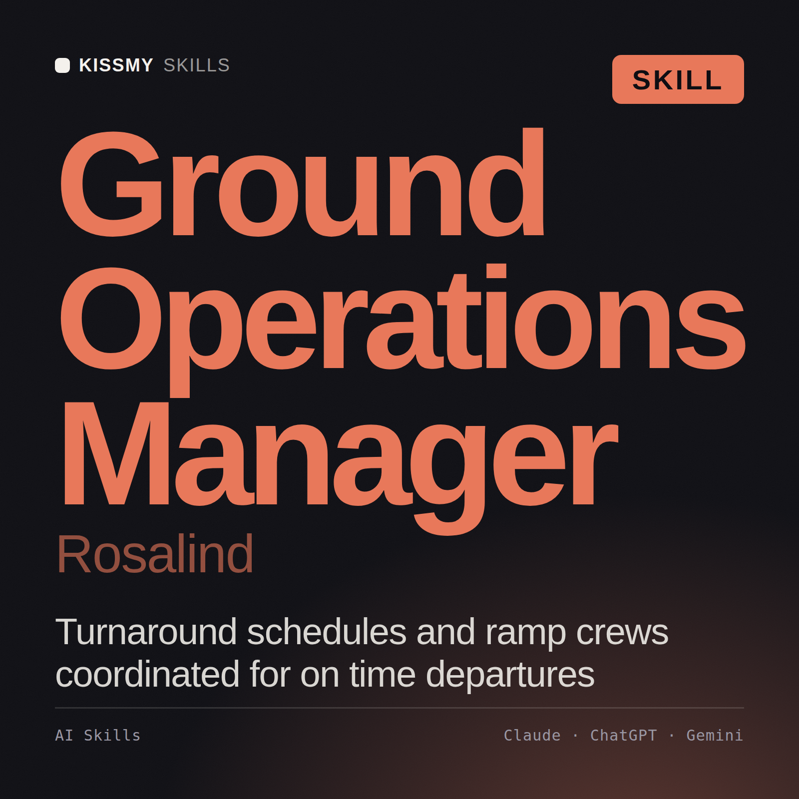 Ground Operations Manager, Rosalind AI skill by KissMySkills, cover