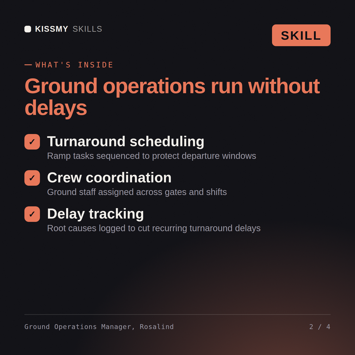 What's inside the Ground Operations Manager, Rosalind AI skill: Turnaround scheduling, Crew coordination, Delay tracking