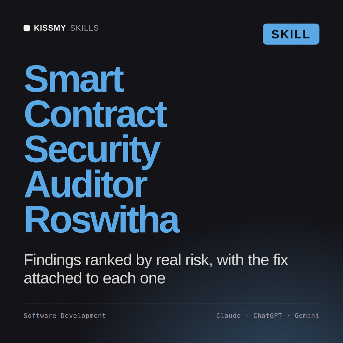 Smart Contract Security Auditor, Roswitha AI skill by KissMySkills, cover
