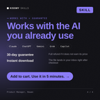 The Product Manager, Rowan AI skill works with Claude, ChatGPT, Gemini and any AI chat, 30-day money-back guarantee