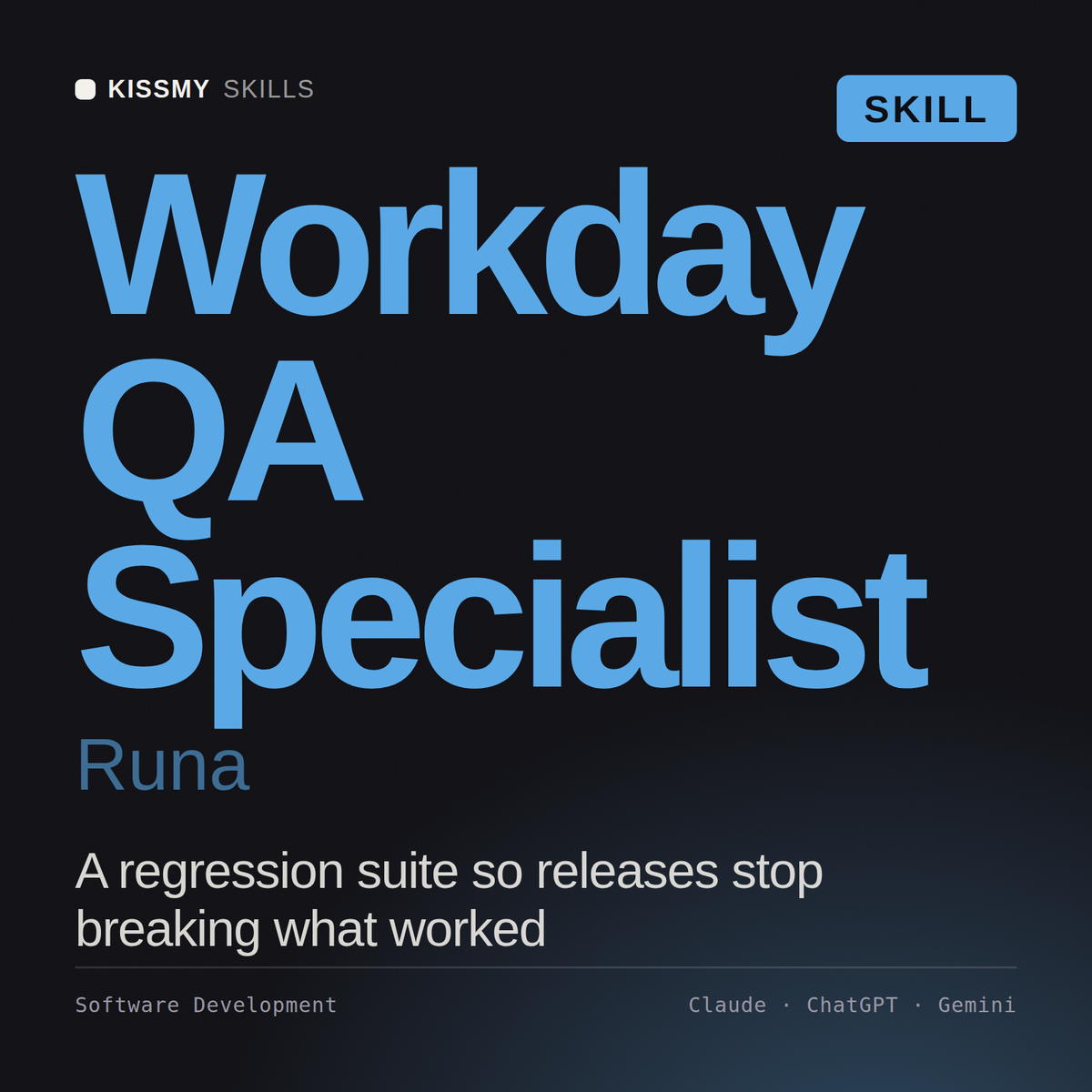 Workday QA Specialist, Runa AI skill by KissMySkills, cover