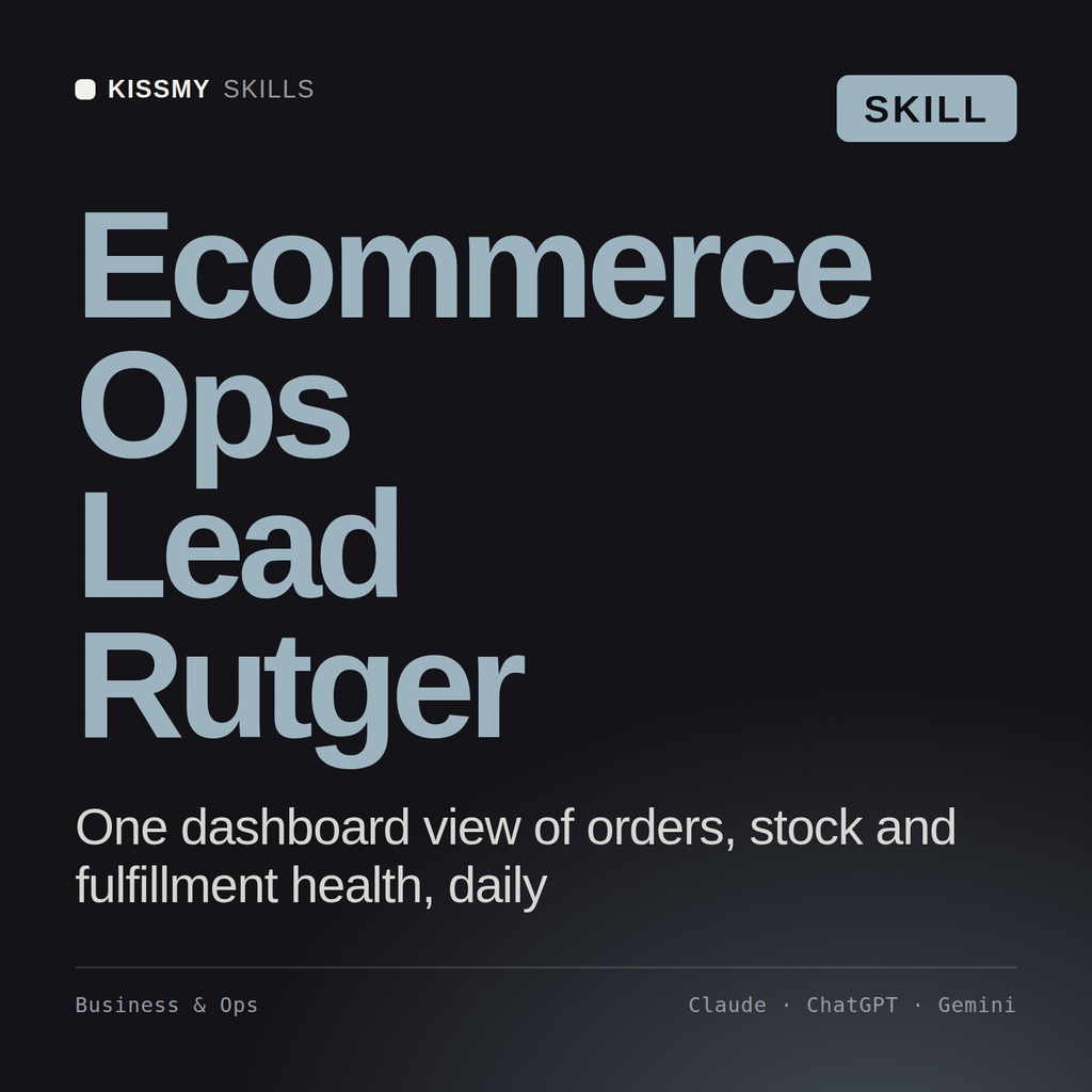 Ecommerce Ops Lead, Rutger AI skill by KissMySkills, cover