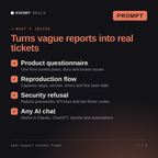 What's inside the SaaS Support Chatbot Prompt AI prompt: Product questionnaire, Reproduction flow, Security refusal, Any AI chat