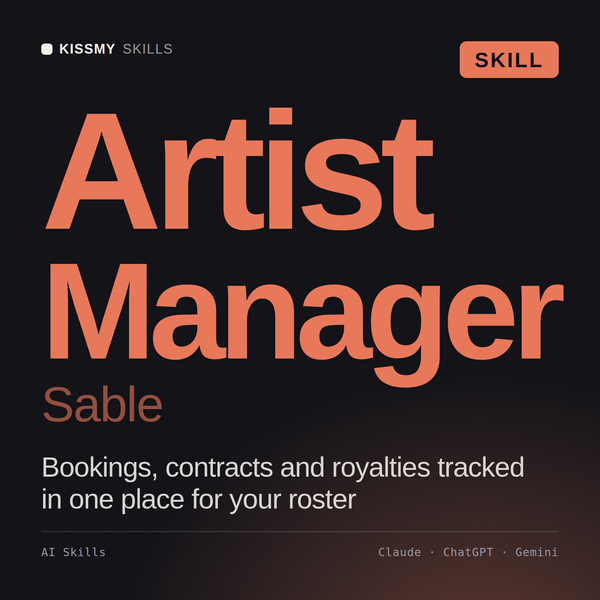 Artist Manager, Sable AI skill by KissMySkills, cover