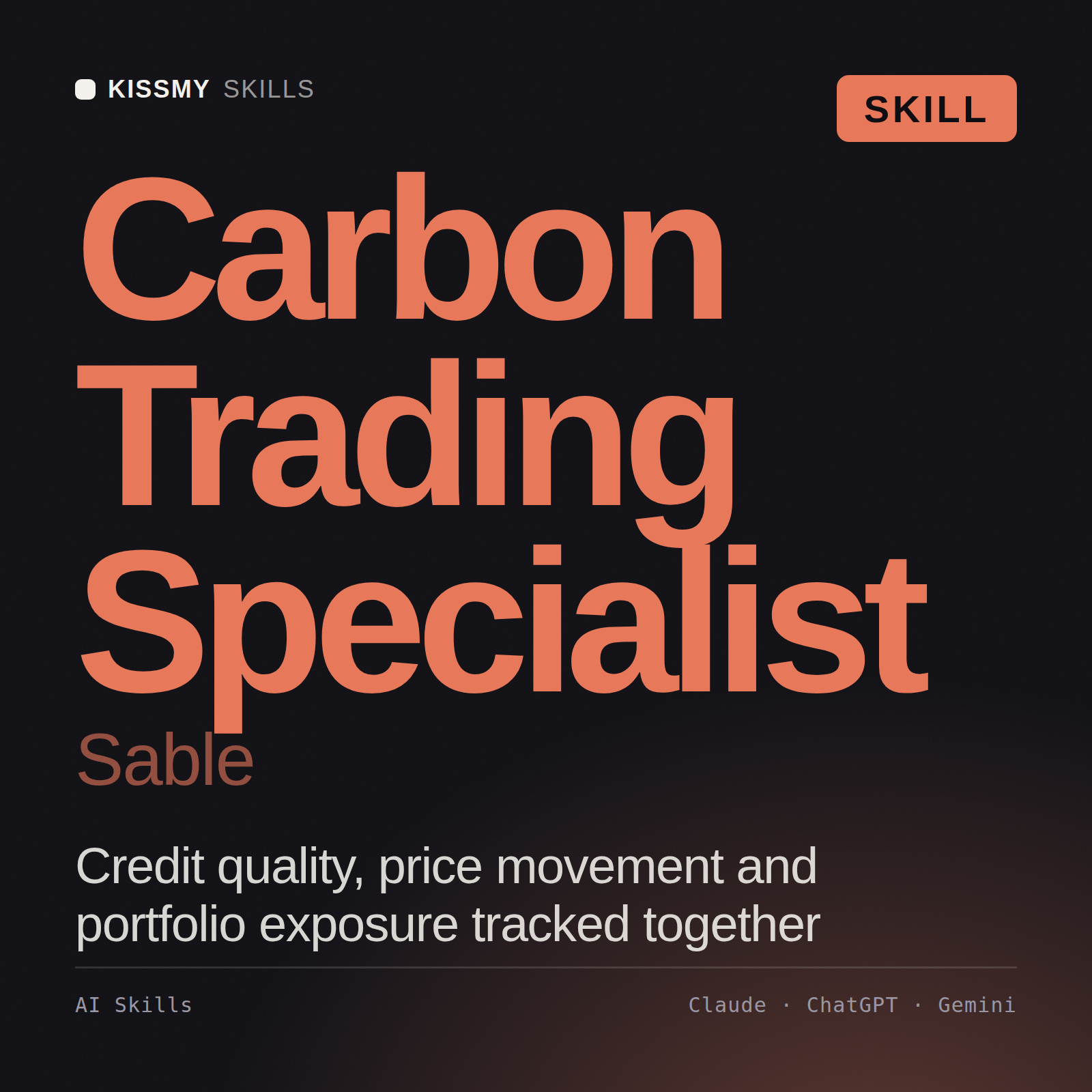Carbon Trading Specialist, Sable AI skill by KissMySkills, cover