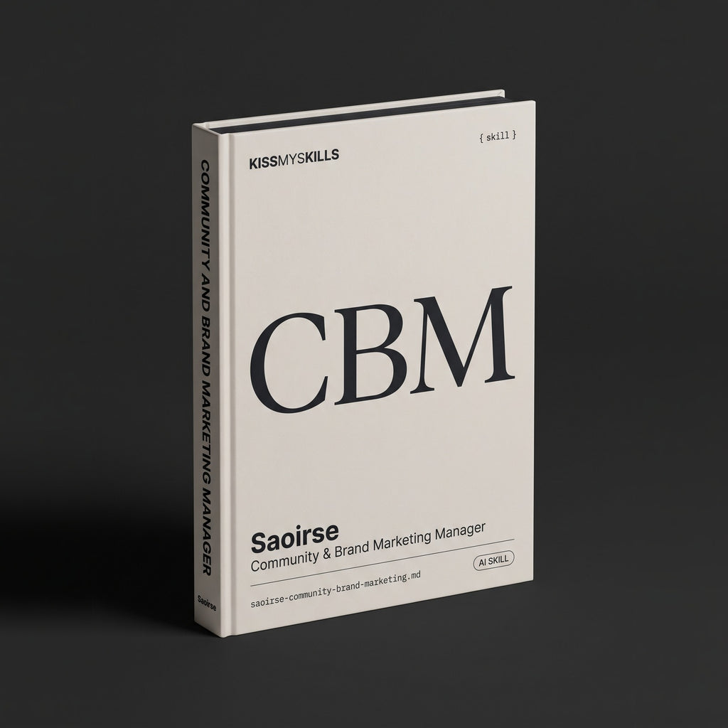 Community & Brand Marketing Manager Claude skill by KissMySkills, hardcover volume cover