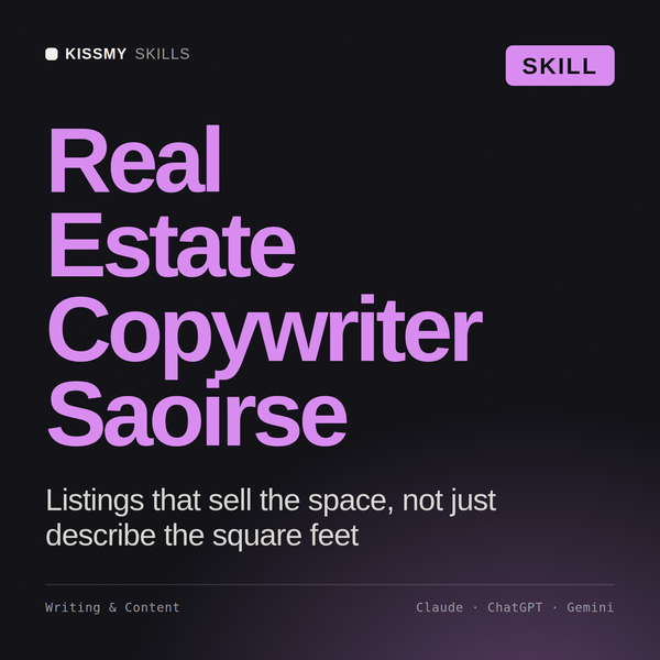 Real Estate Copywriter, Saoirse AI skill by KissMySkills, cover