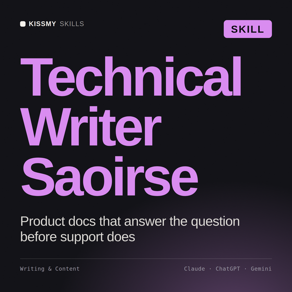 Technical Writer, Saoirse AI skill by KissMySkills, cover