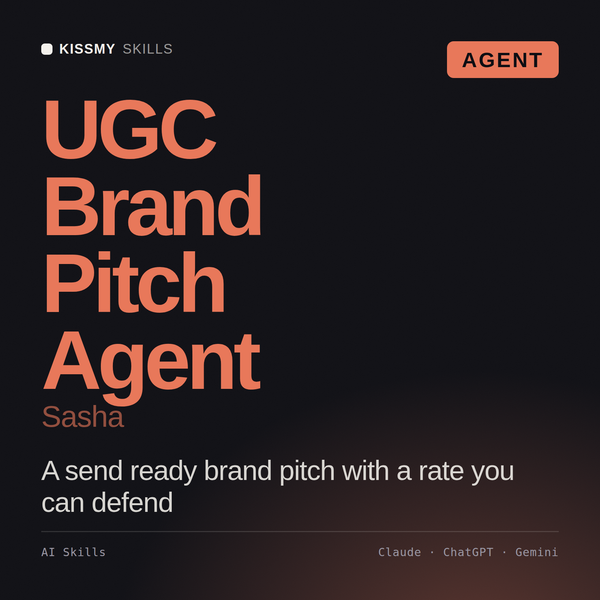 UGC Brand Pitch Agent, Sasha AI agent by KissMySkills, cover