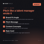 What's inside the UGC Brand Pitch Agent, Sasha AI agent: Brand Fit Angle, Pitch Message, Content Concepts, Rate Card