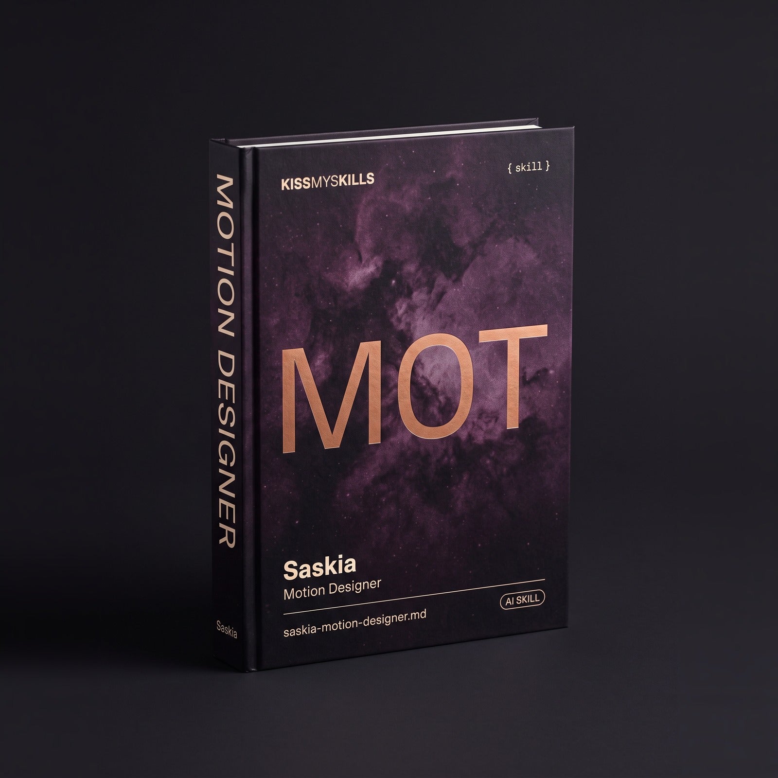 Motion Designer Claude skill by KissMySkills, hardcover volume cover