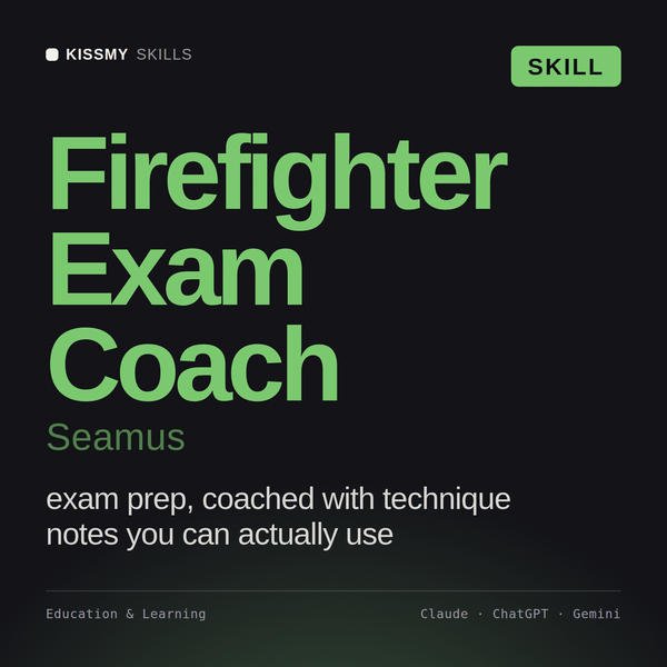 Firefighter Exam Coach, Seamus AI skill by KissMySkills, cover