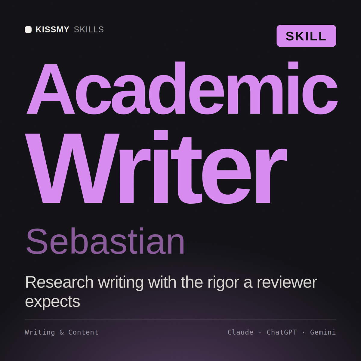 Academic Writer, Sebastian AI skill by KissMySkills, cover