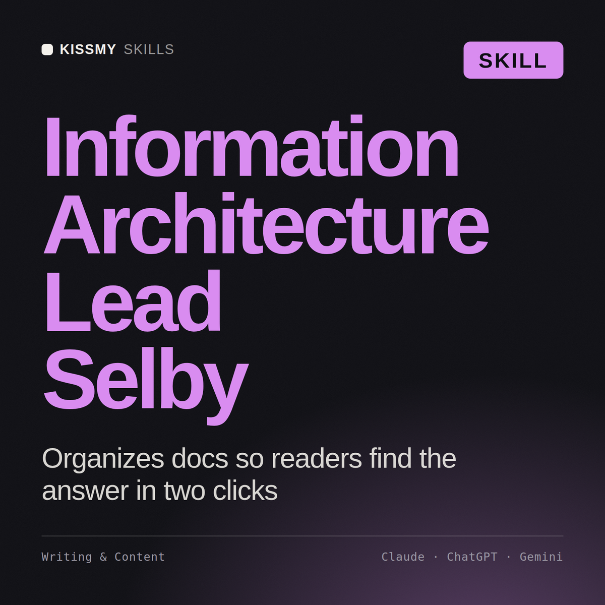 Information Architecture Lead, Selby AI skill by KissMySkills, cover